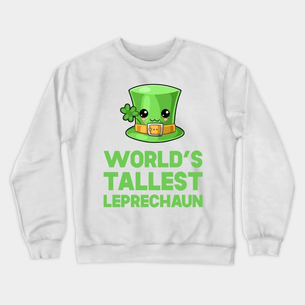 St Patricks Day World's Tallest Leprechaun Kawaii Cute Hat Crewneck Sweatshirt by SusurrationStudio